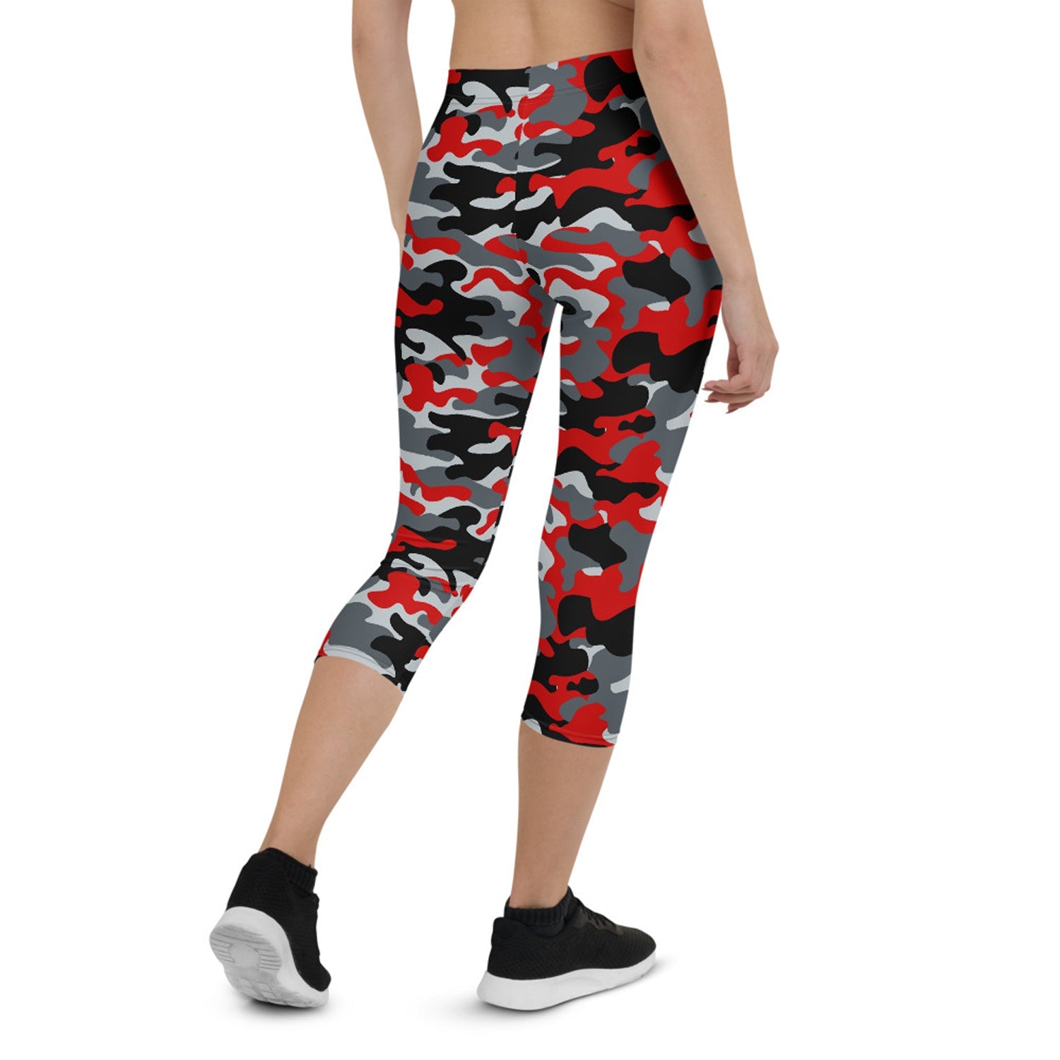 Red and Gray Camo Capri Leggings for Women - Anna's Shop