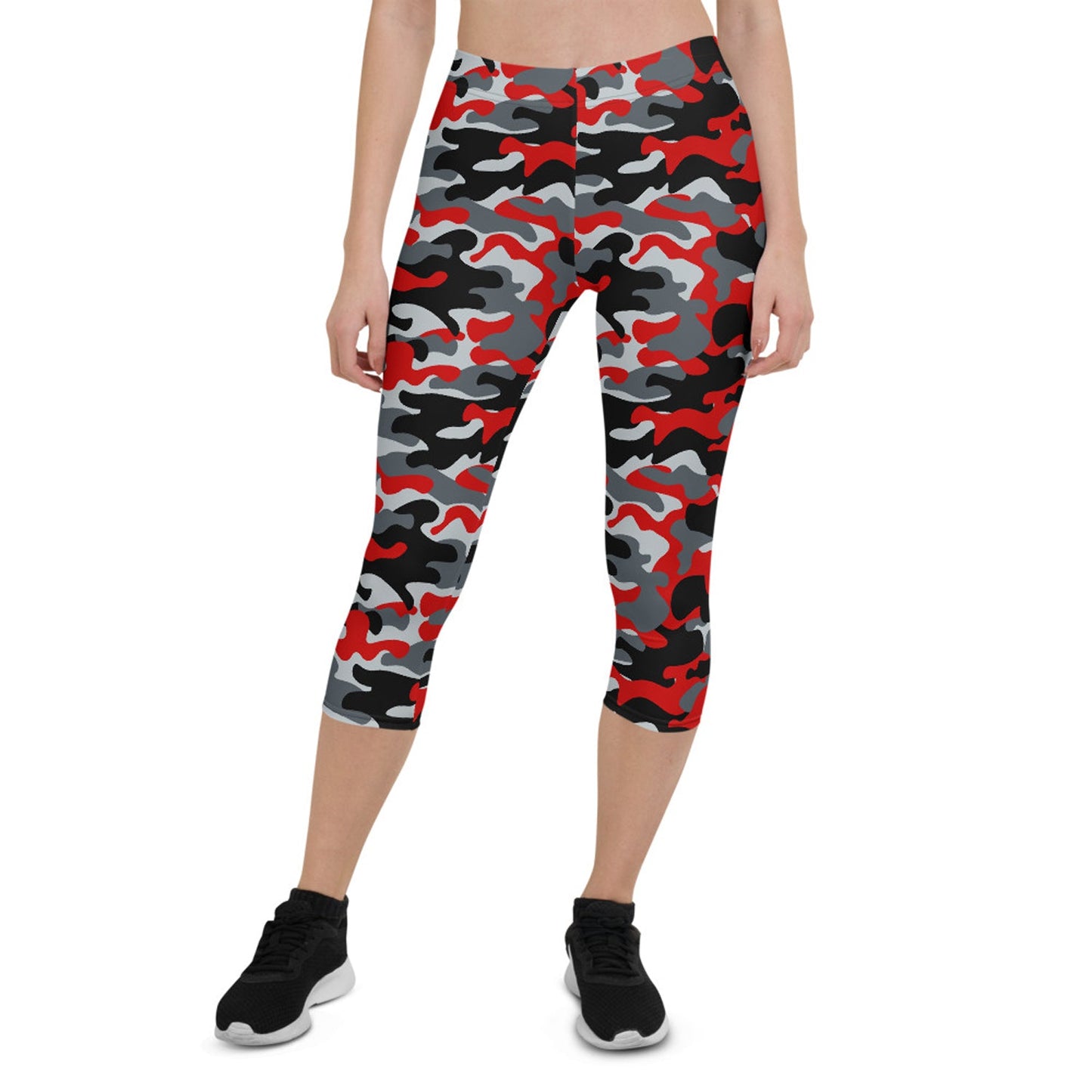 Red and Gray Camo Capri Leggings for Women - Anna's Shop