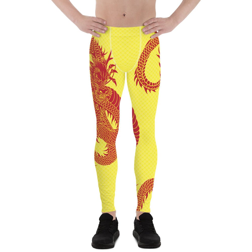 Red Dragon Yellow Leggings for Men - Anna's Shop