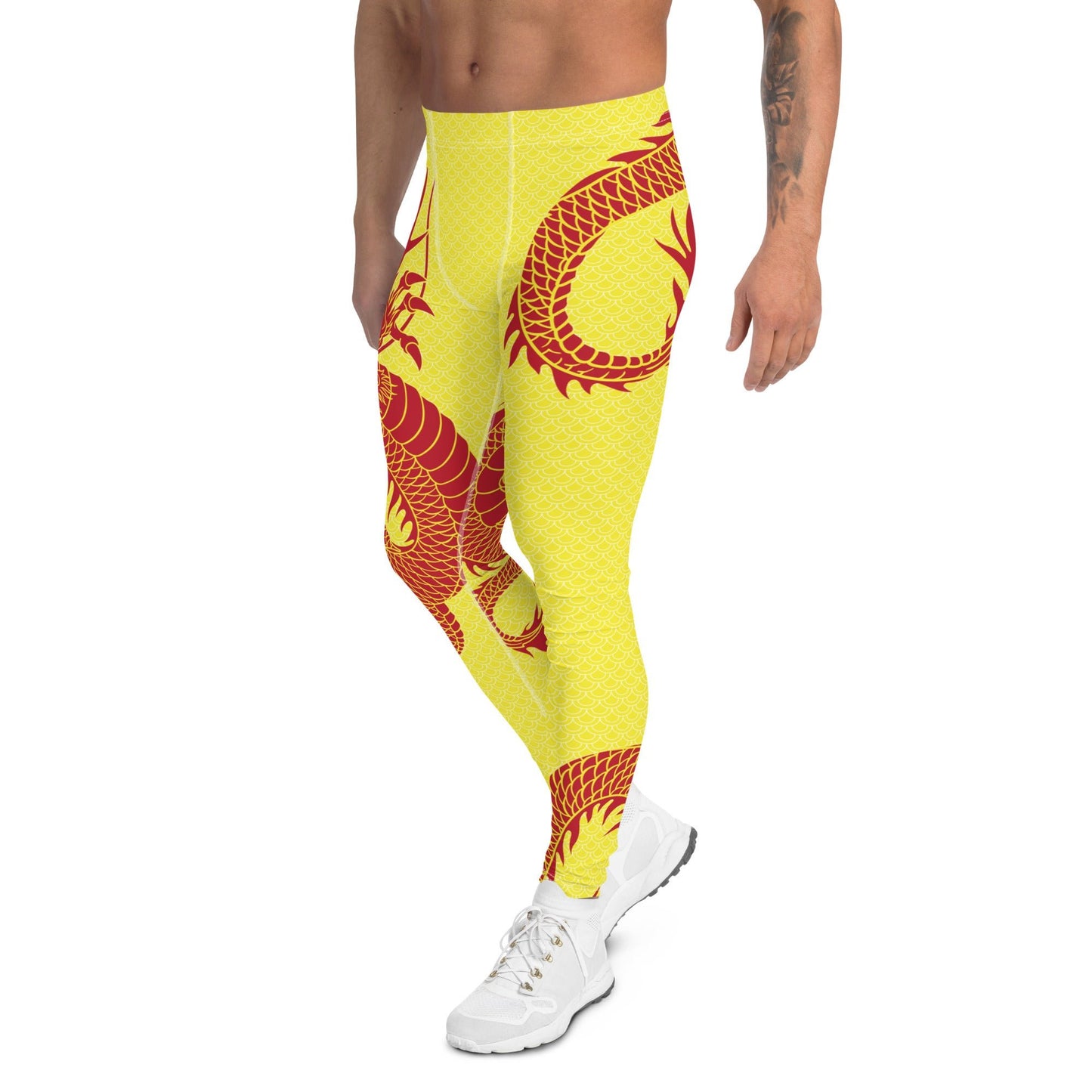 Red Dragon Yellow Leggings for Men - Anna's Shop