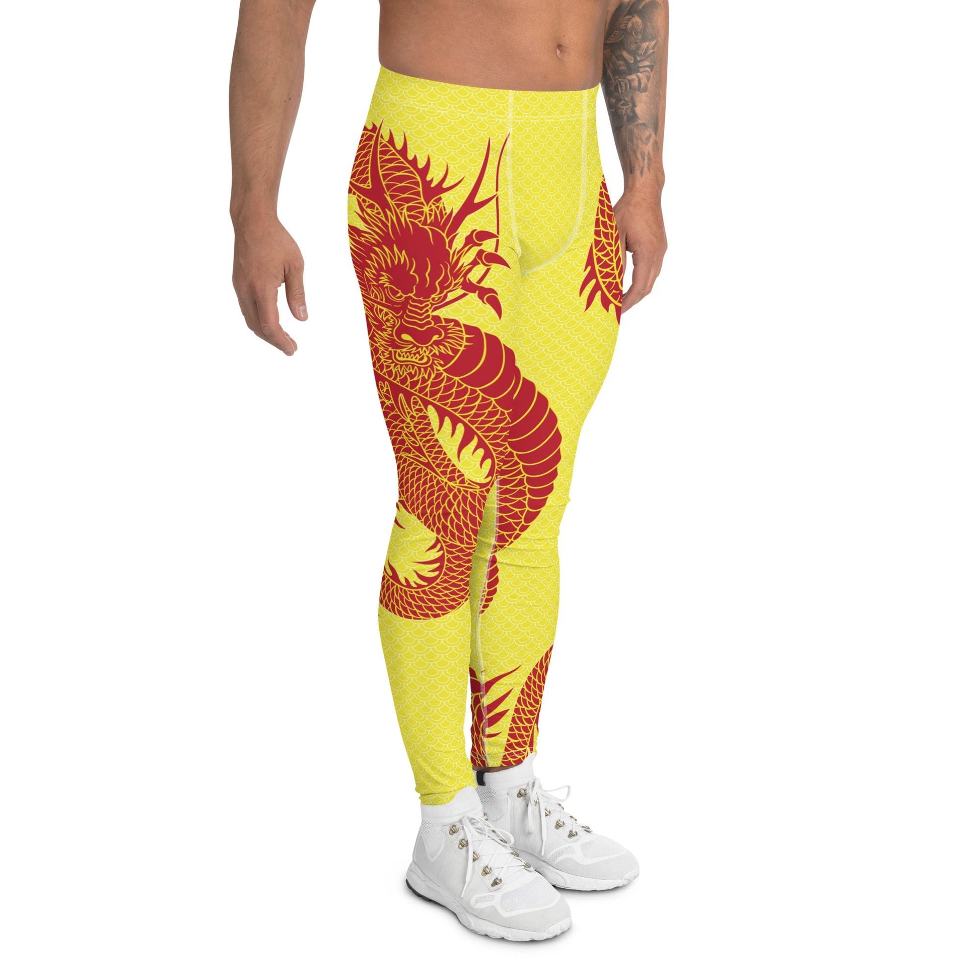 Red Dragon Yellow Leggings for Men - Anna's Shop