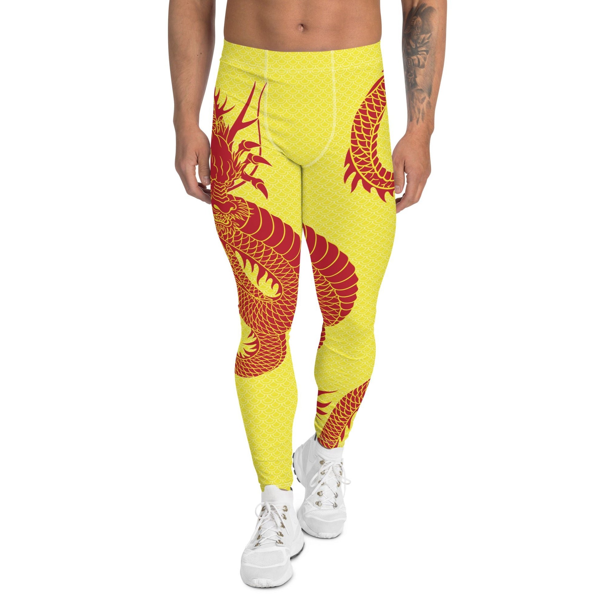 Red Dragon Yellow Leggings for Men - Anna's Shop