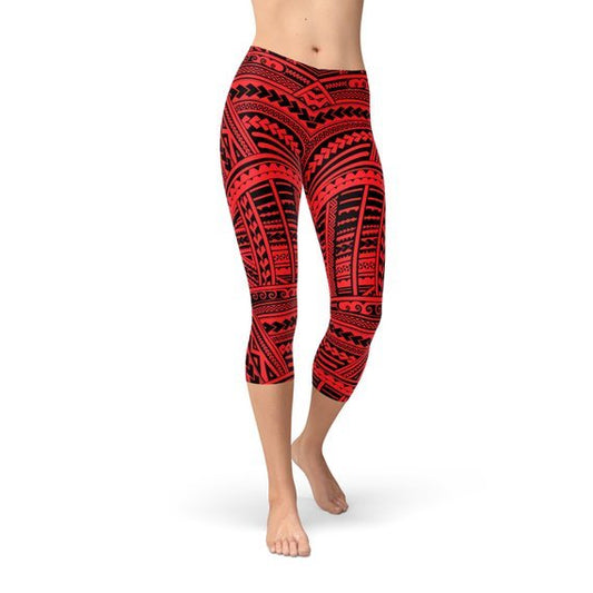 Red Maori Capri Leggings - Anna's Shop