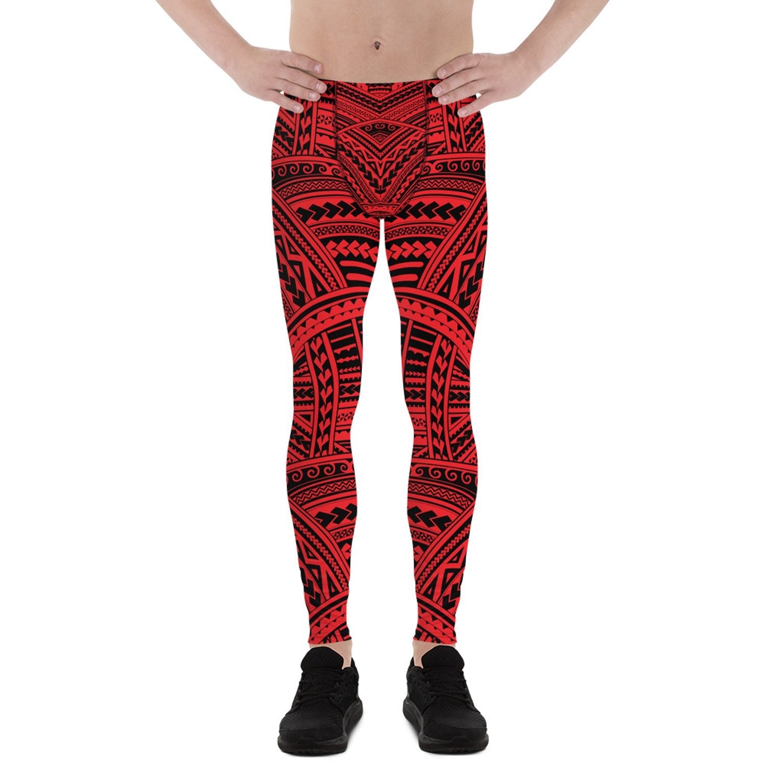 Red Maori Tattoo Leggings for Men - Anna's Shop