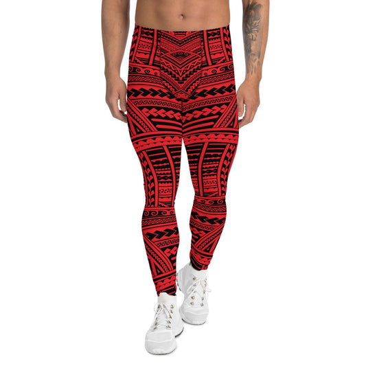 Red Maori Tattoo Leggings for Men - Anna's Shop