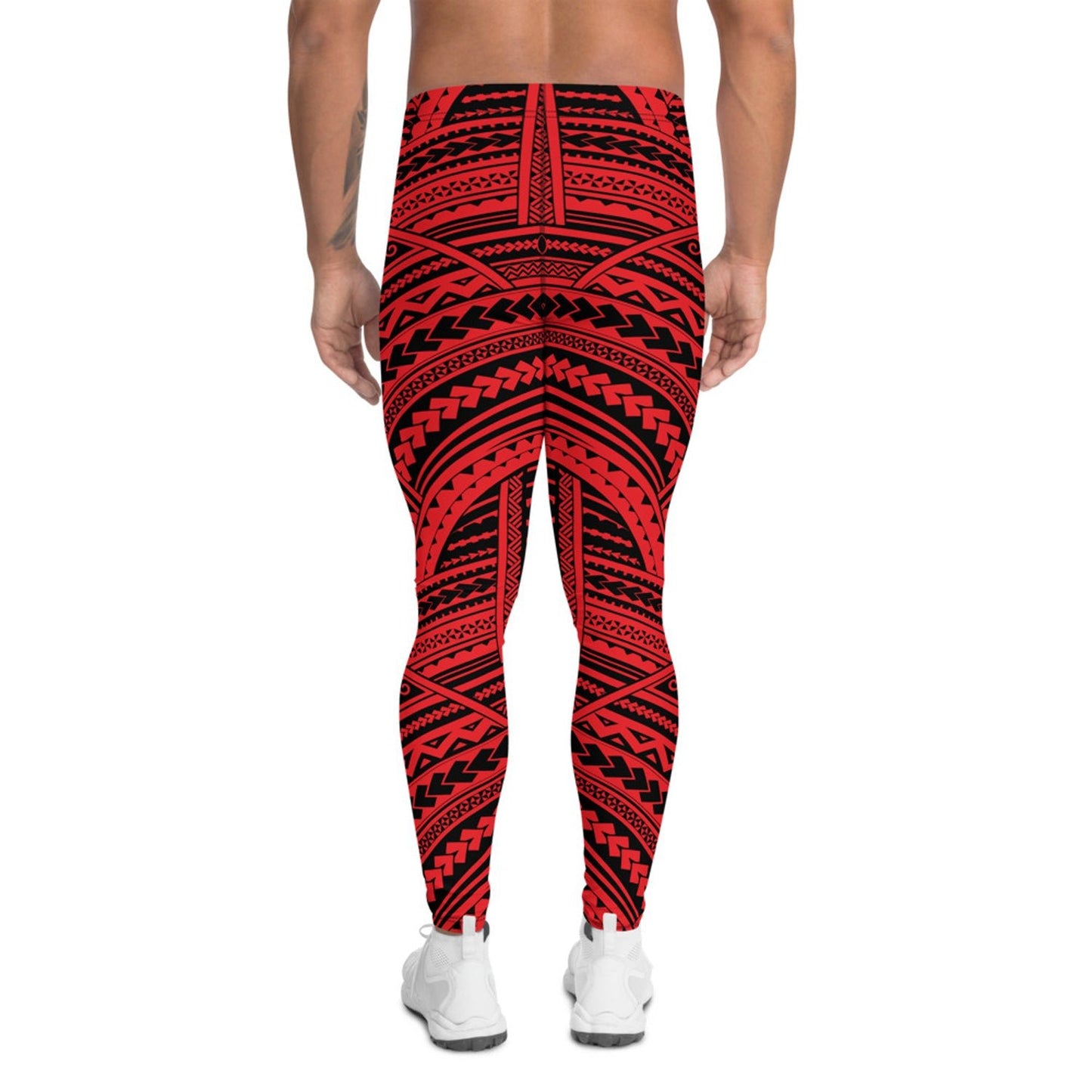 Red Maori Tattoo Leggings for Men - Anna's Shop