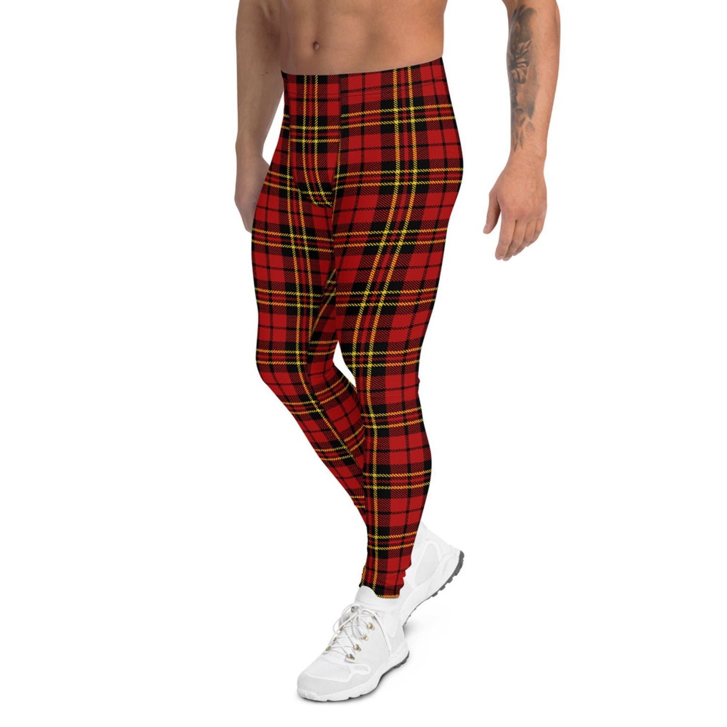 Red Plaid Tartan Leggings for Men - Anna's Shop