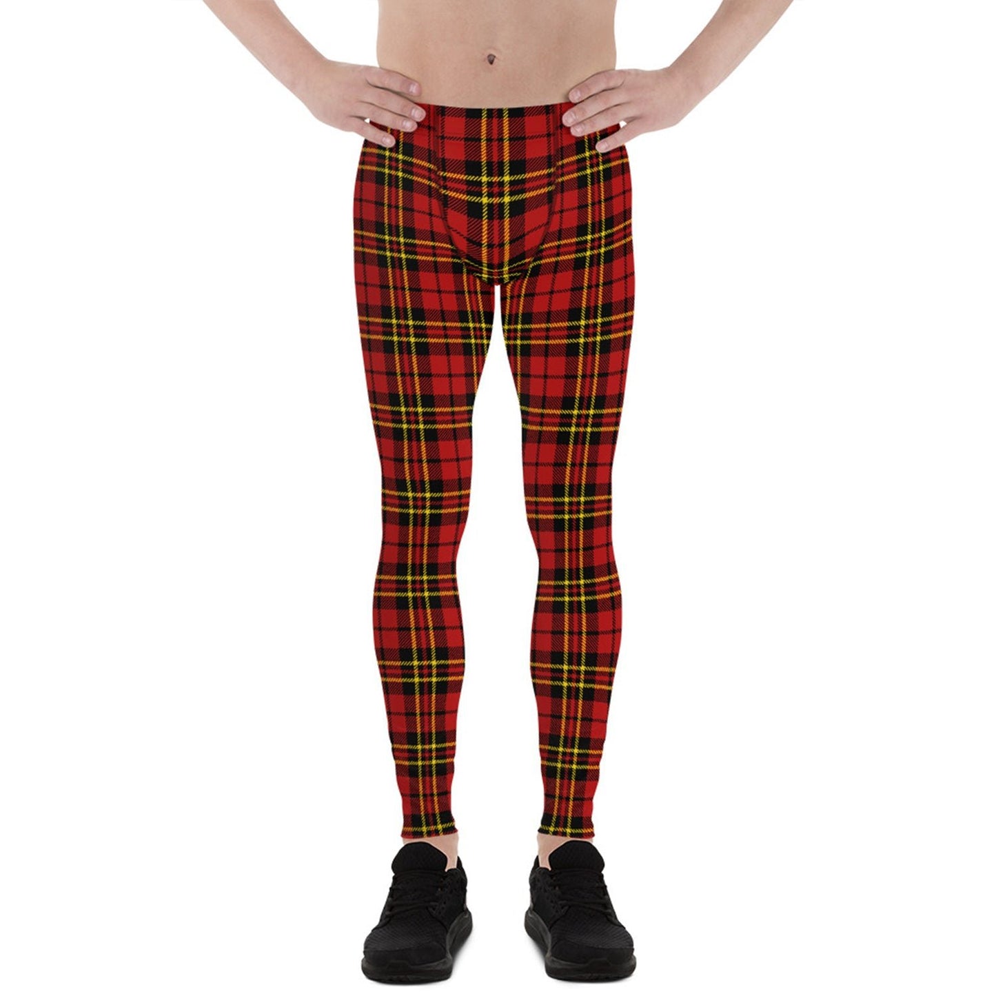 Red Plaid Tartan Leggings for Men - Anna's Shop