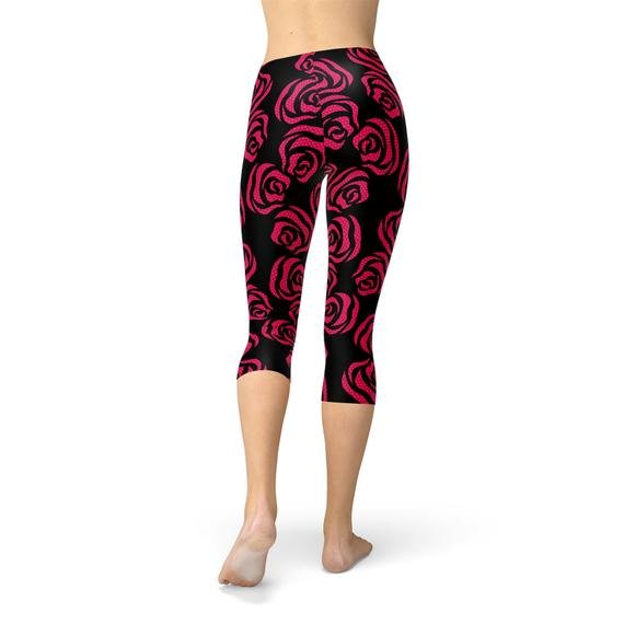 Red Roses Capri Leggings - Anna's Shop