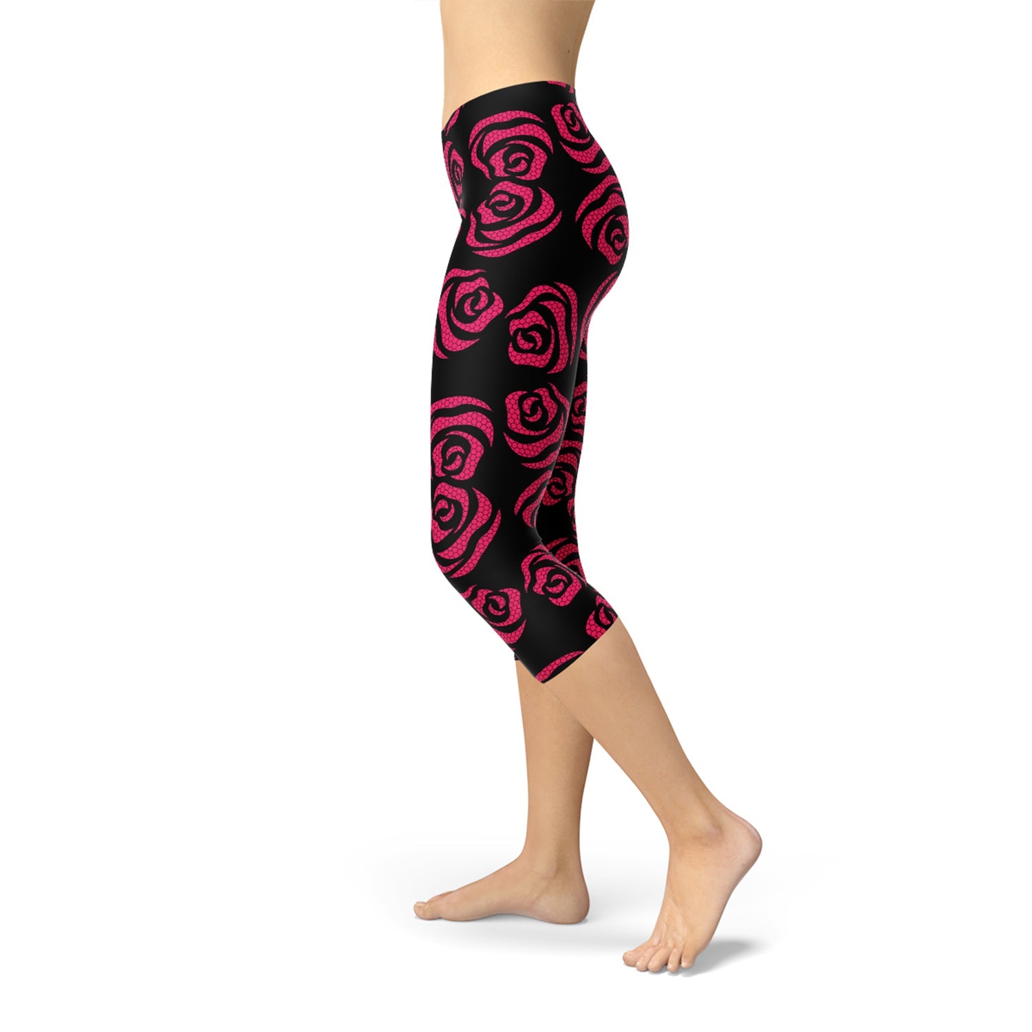 Red Roses Capri Leggings - Anna's Shop