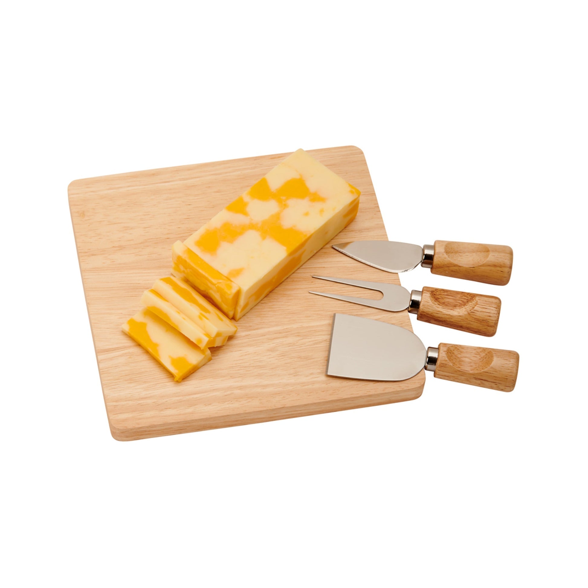 Rubberwood Cheese Cutting Board Set with 3 Tools - Anna's Shop