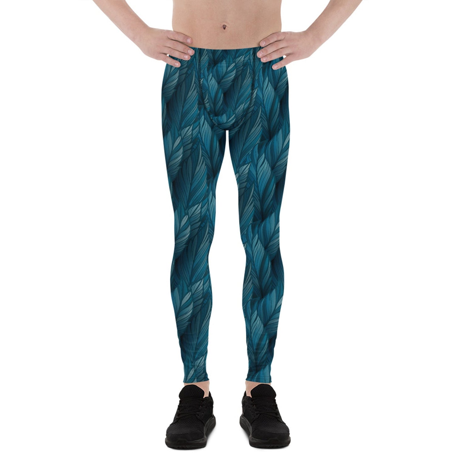 Teal Feather Leggings for Men - Anna's Shop