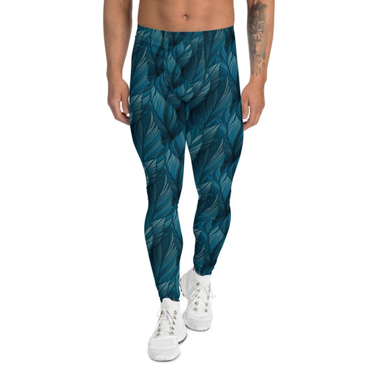 Teal Feather Leggings for Men - Anna's Shop