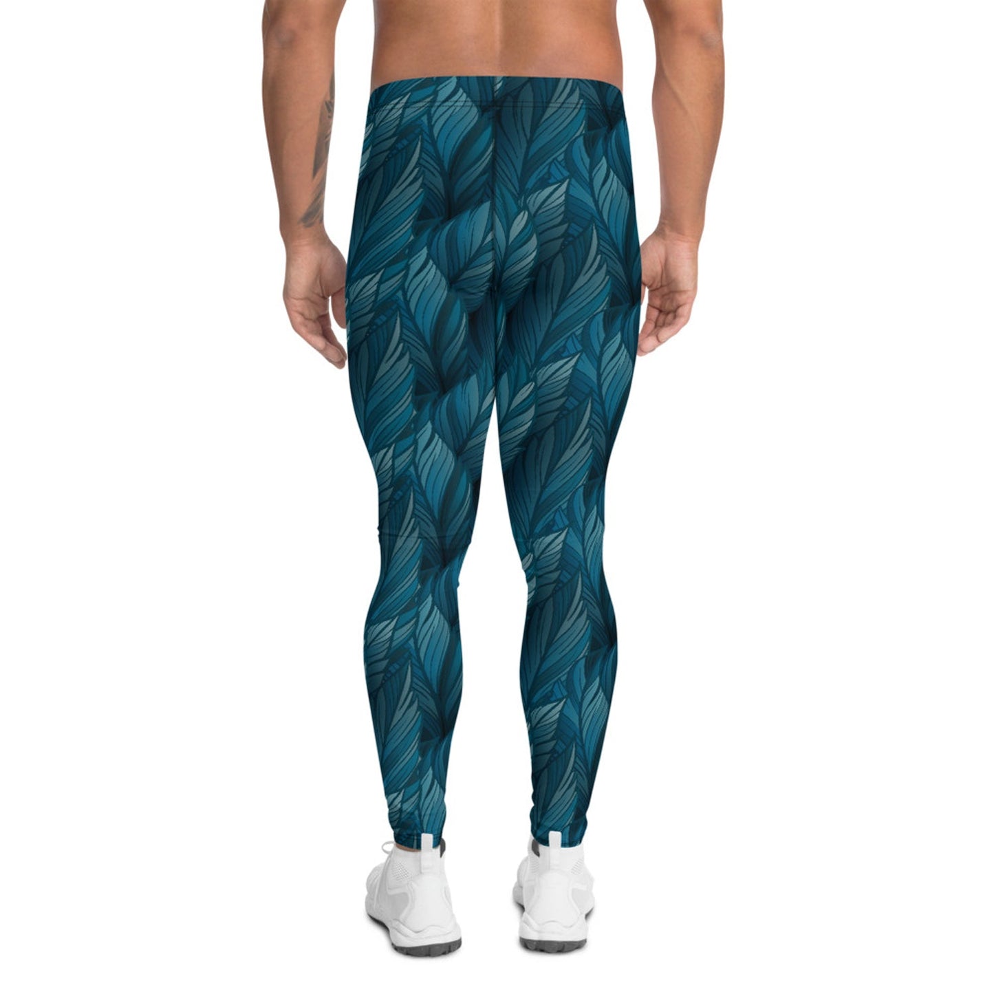 Teal Feather Leggings for Men - Anna's Shop