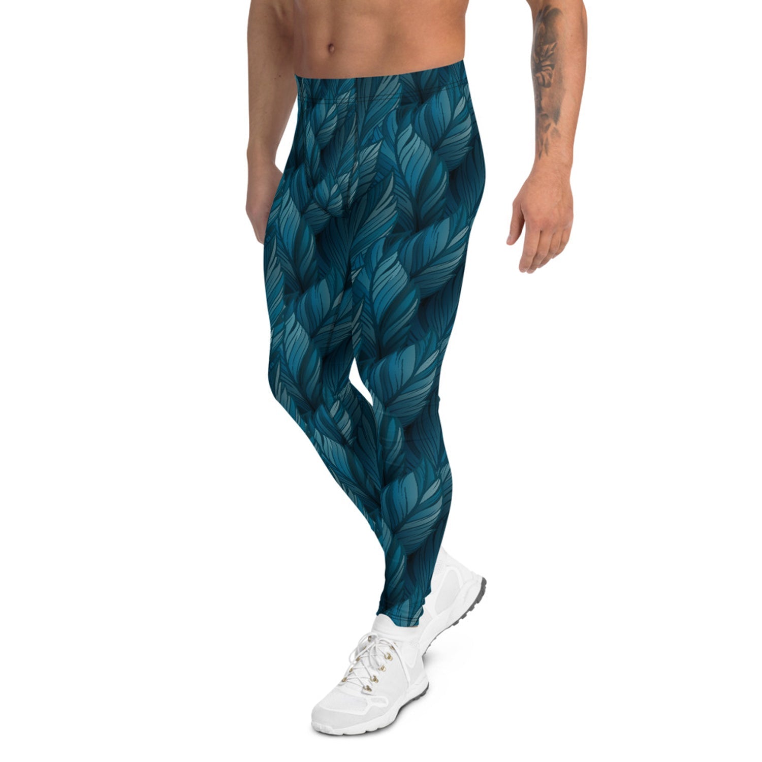 Teal Feather Leggings for Men - Anna's Shop