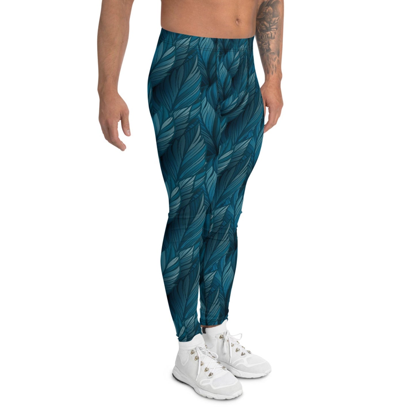 Teal Feather Leggings for Men - Anna's Shop