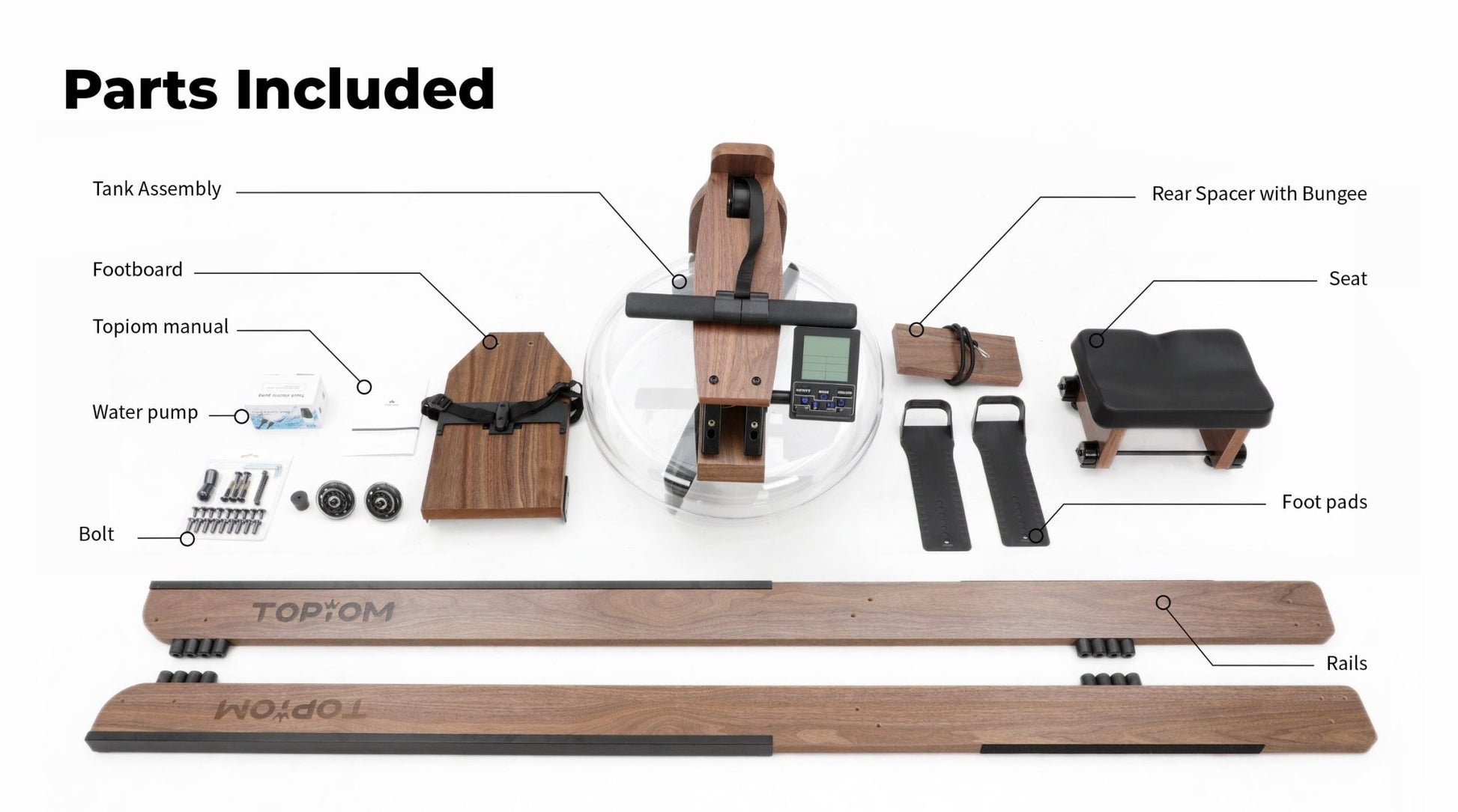 Topiom Rowing Machine for Home Use | Solid Wood | TM3 Monitor - Anna's Shop