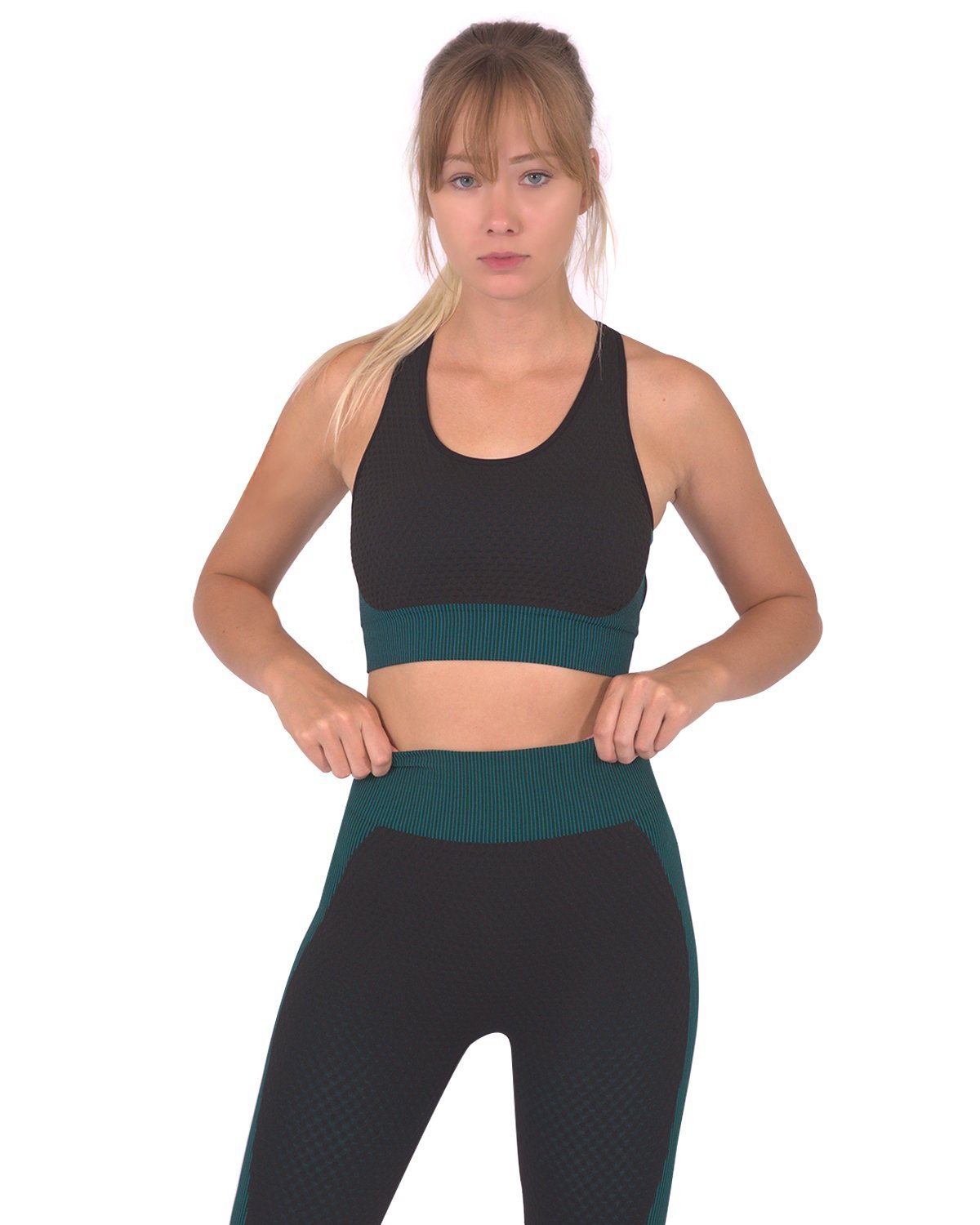 Trois Seamless Sports Bra - Black with Blue - Anna's Shop