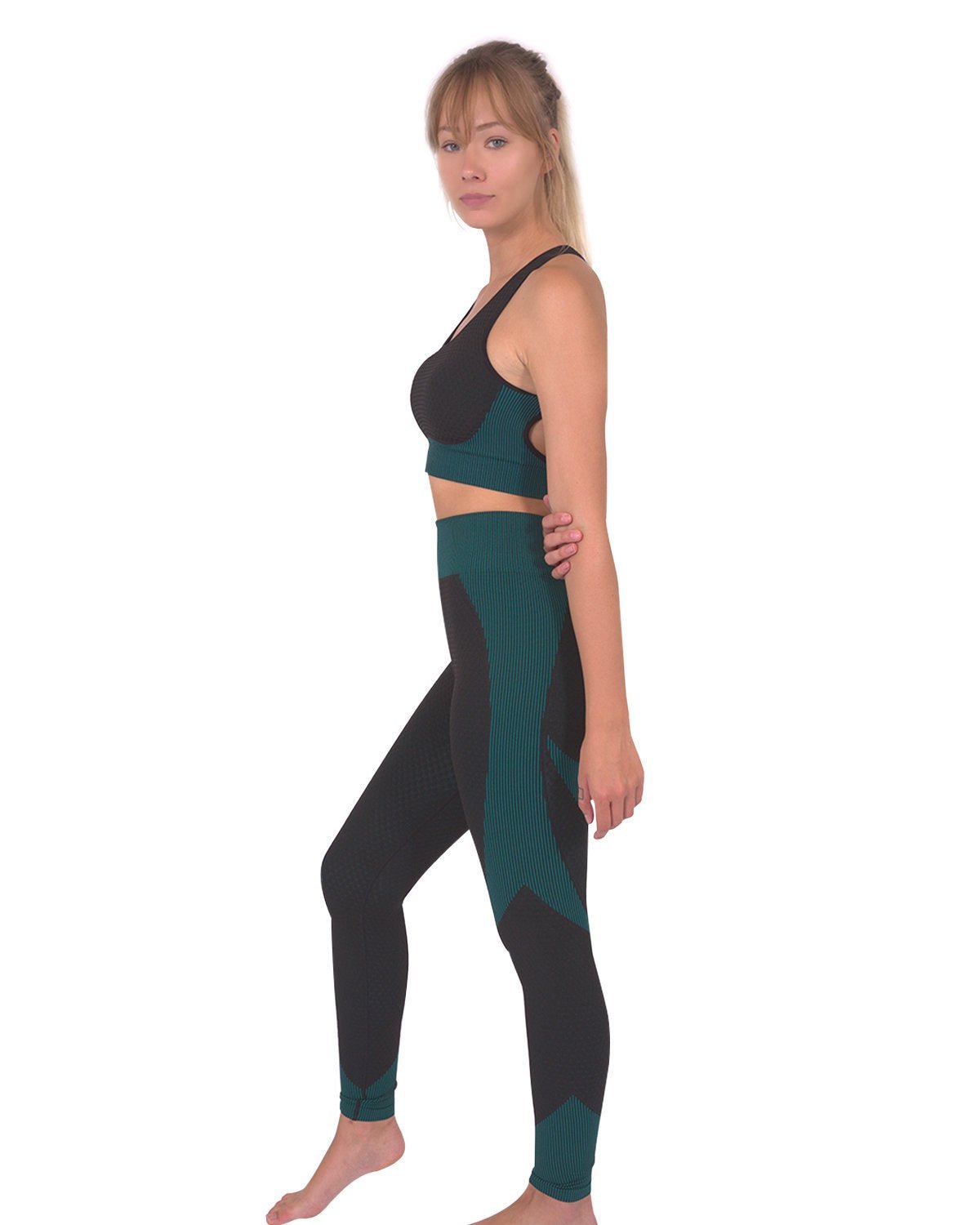 Trois Seamless Sports Bra - Black with Blue - Anna's Shop