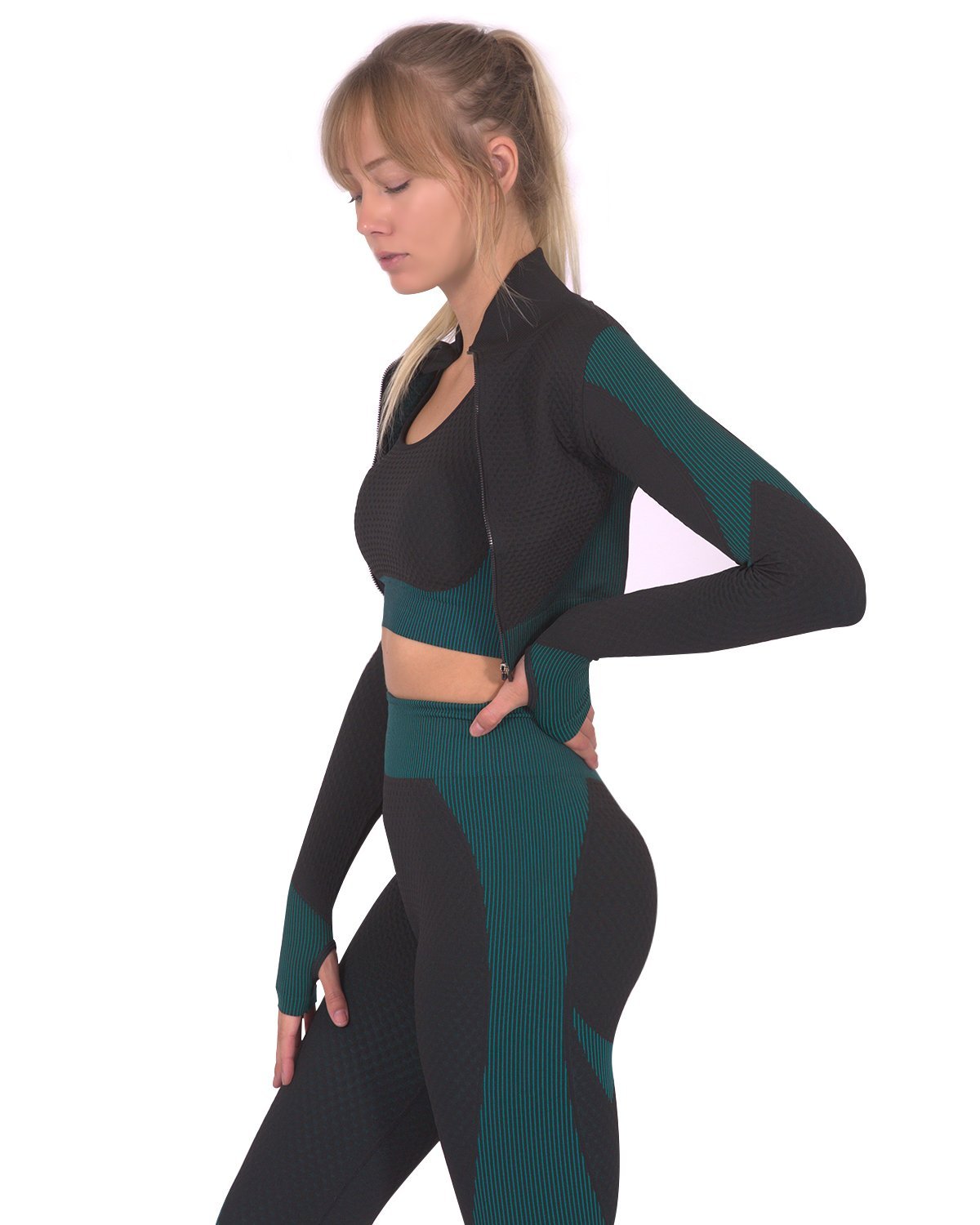 Trois Seamless Sports Jacket - Black with Blue - Anna's Shop