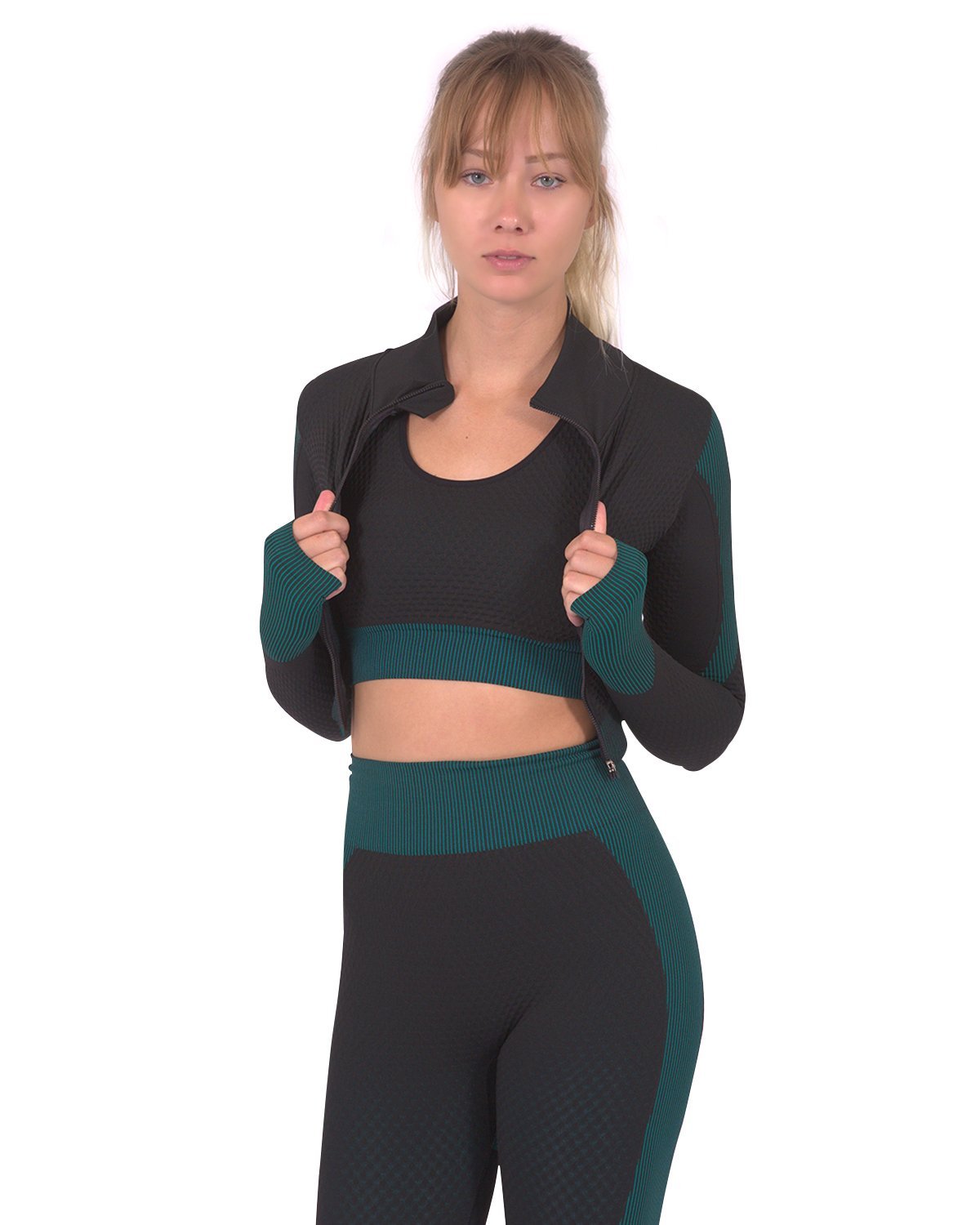 Trois Seamless Sports Jacket - Black with Blue - Anna's Shop