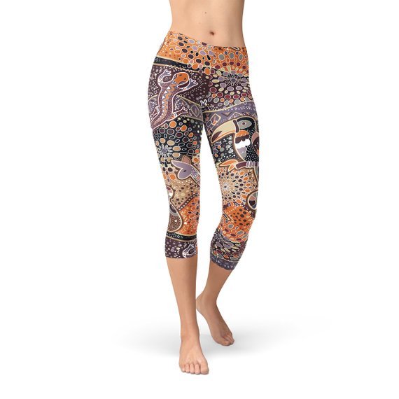 Womens Aboriginal Dreamtime Capri Leggings - Anna's Shop