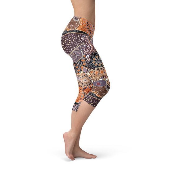 Womens Aboriginal Dreamtime Capri Leggings - Anna's Shop