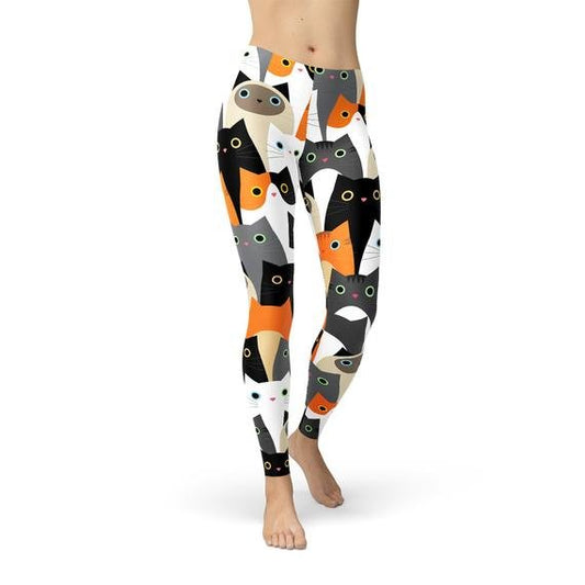 Womens All Over Print Cats Leggings - Anna's Shop