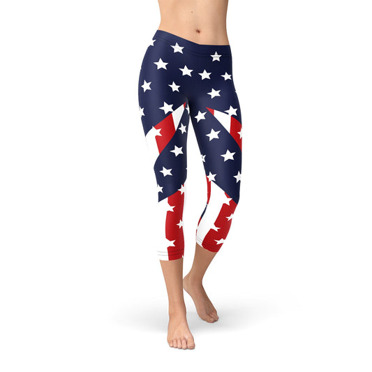 Womens American Flag Capri Leggings - Anna's Shop