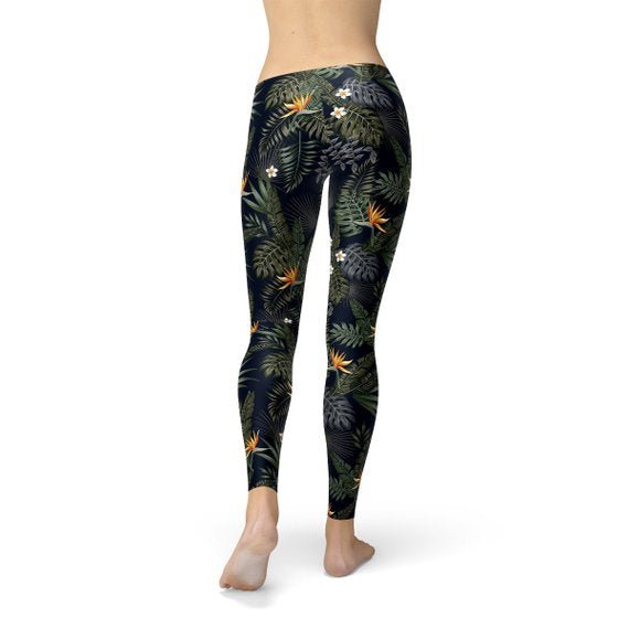 Womens Bird of Paradise Black Leggings - Anna's Shop