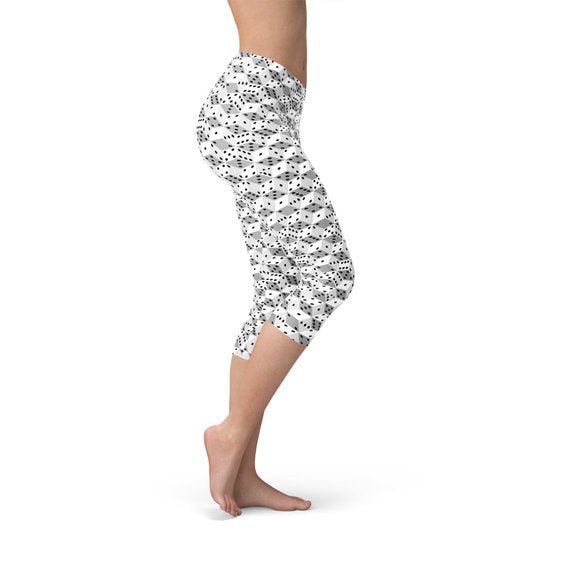 Womens Black and White Dice Capri Leggings - Anna's Shop