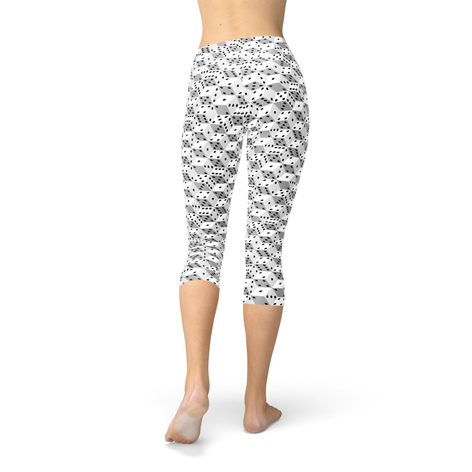 Womens Black and White Dice Capri Leggings - Anna's Shop