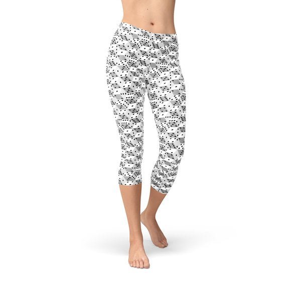 Womens Black and White Dice Capri Leggings - Anna's Shop