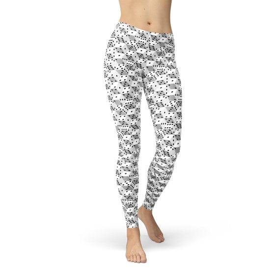 Womens Black and White Dice Leggings - Anna's Shop