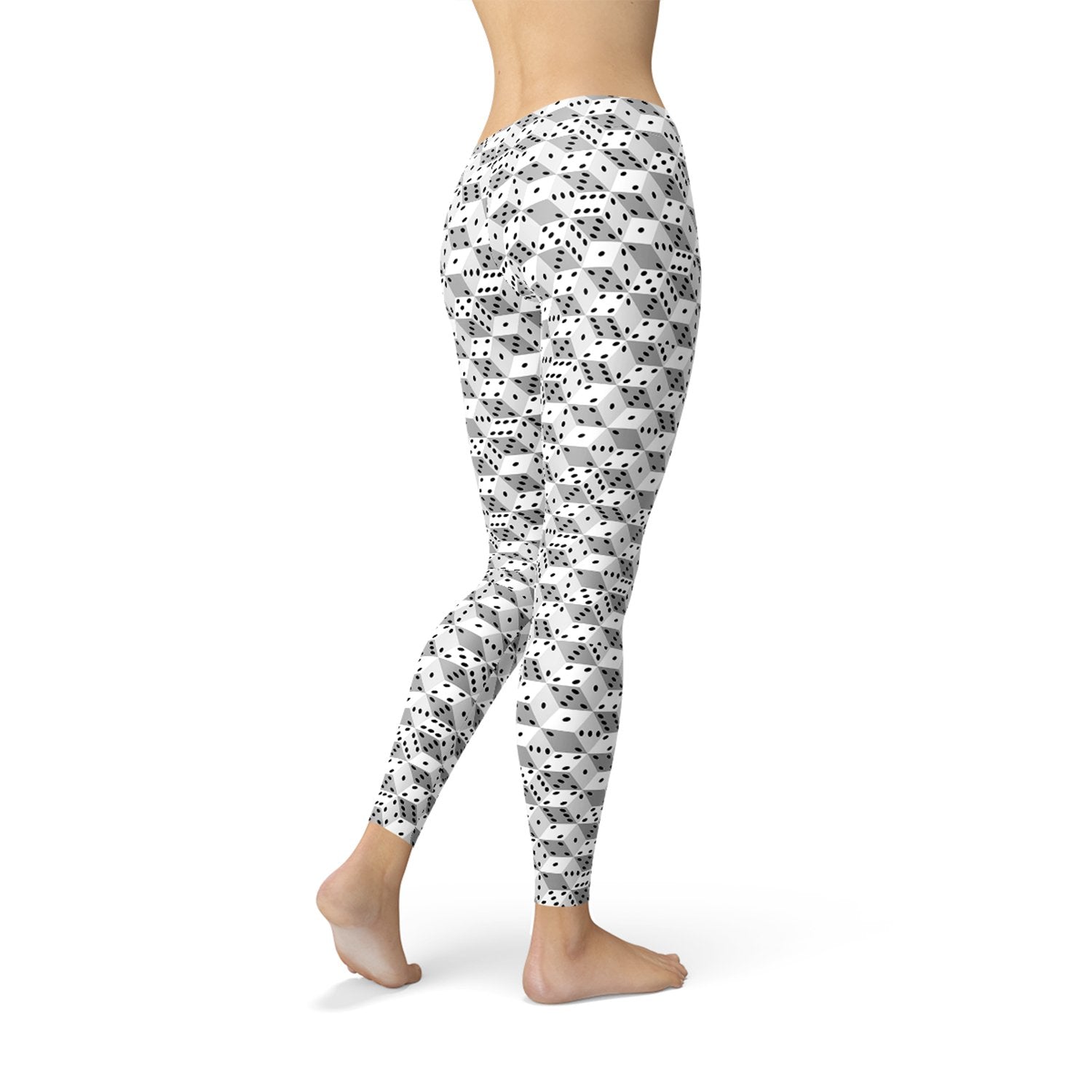 Womens Black and White Dice Leggings - Anna's Shop