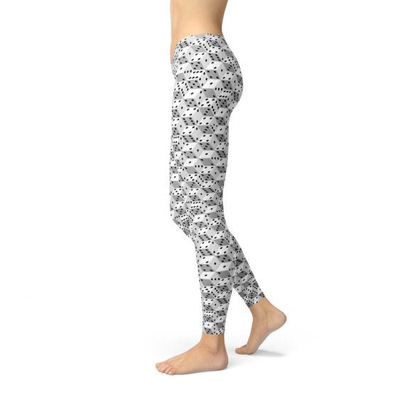 Womens Black and White Dice Leggings - Anna's Shop