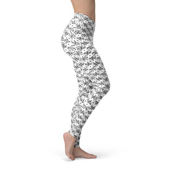 Womens Black and White Dice Leggings - Anna's Shop