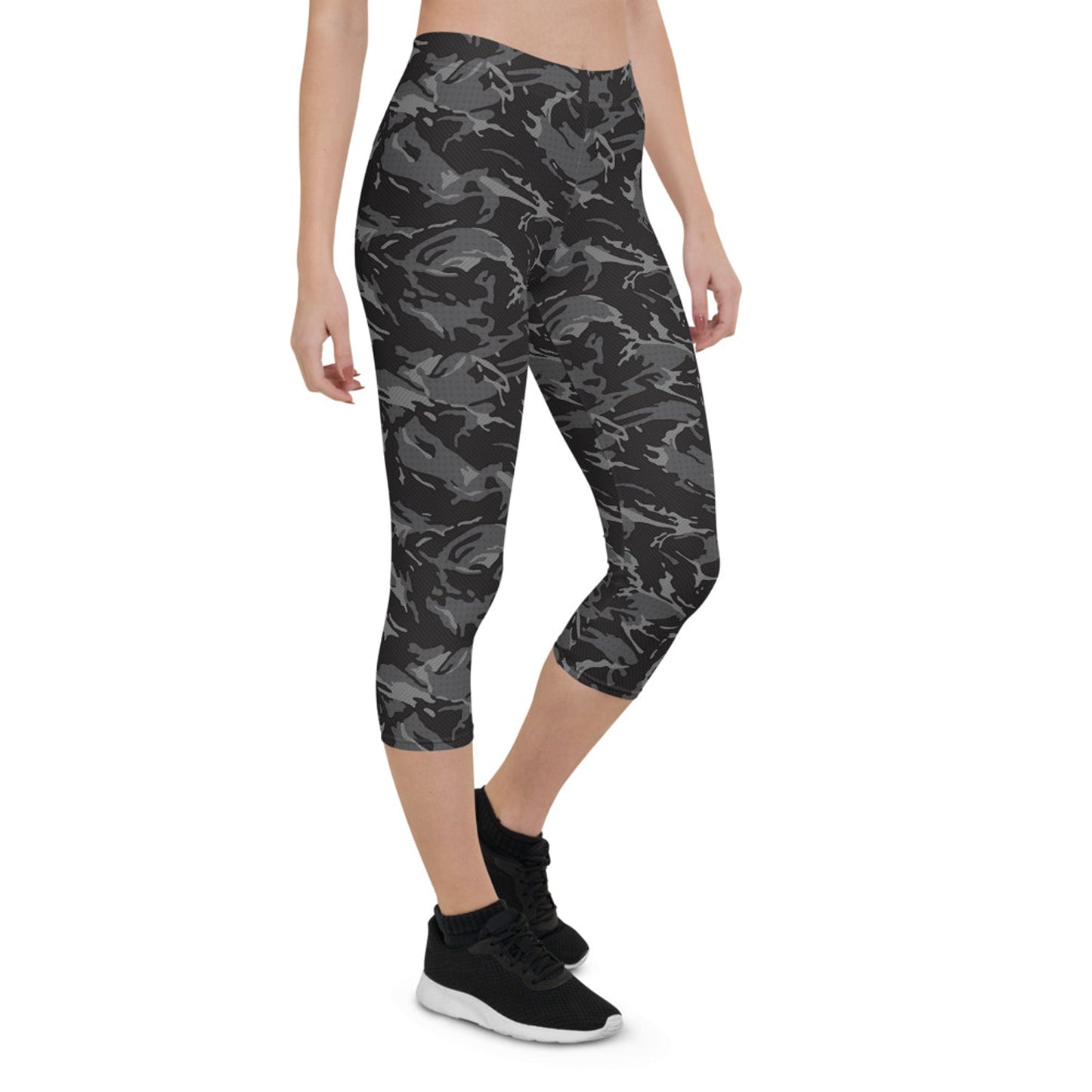 Womens Black Camo Capri Leggings - Anna's Shop