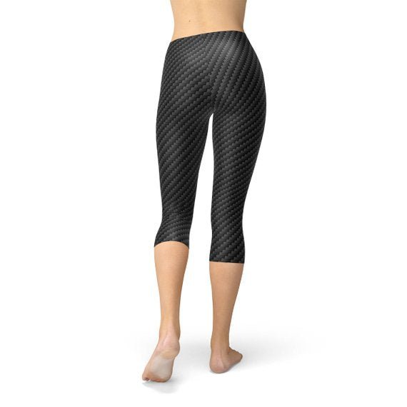 Womens Black Carbon Fiber Capri Leggings - Anna's Shop