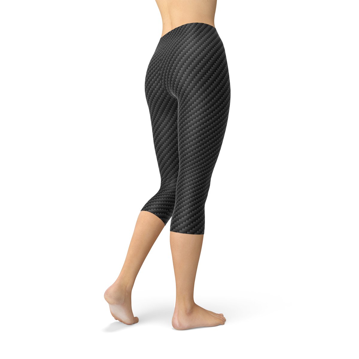 Womens Black Carbon Fiber Capri Leggings - Anna's Shop