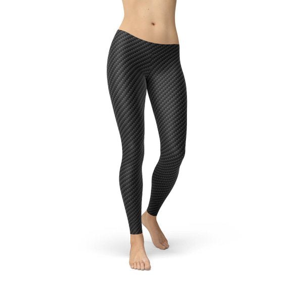 Womens Black Carbon Fiber Leggings - Anna's Shop