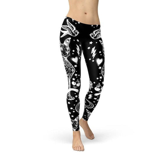 Womens Black Magic Cat Leggings - Anna's Shop