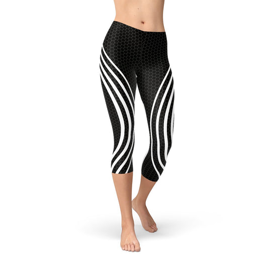 Womens Black Venom Capri Leggings - Anna's Shop