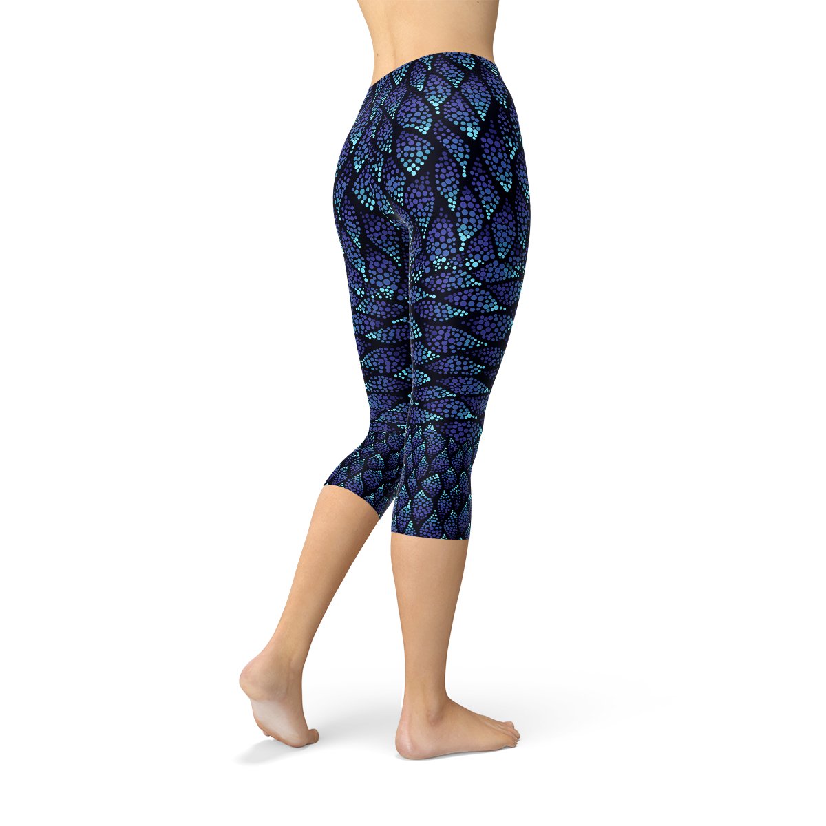 Womens Blue Mermaid Capri Leggings - Anna's Shop