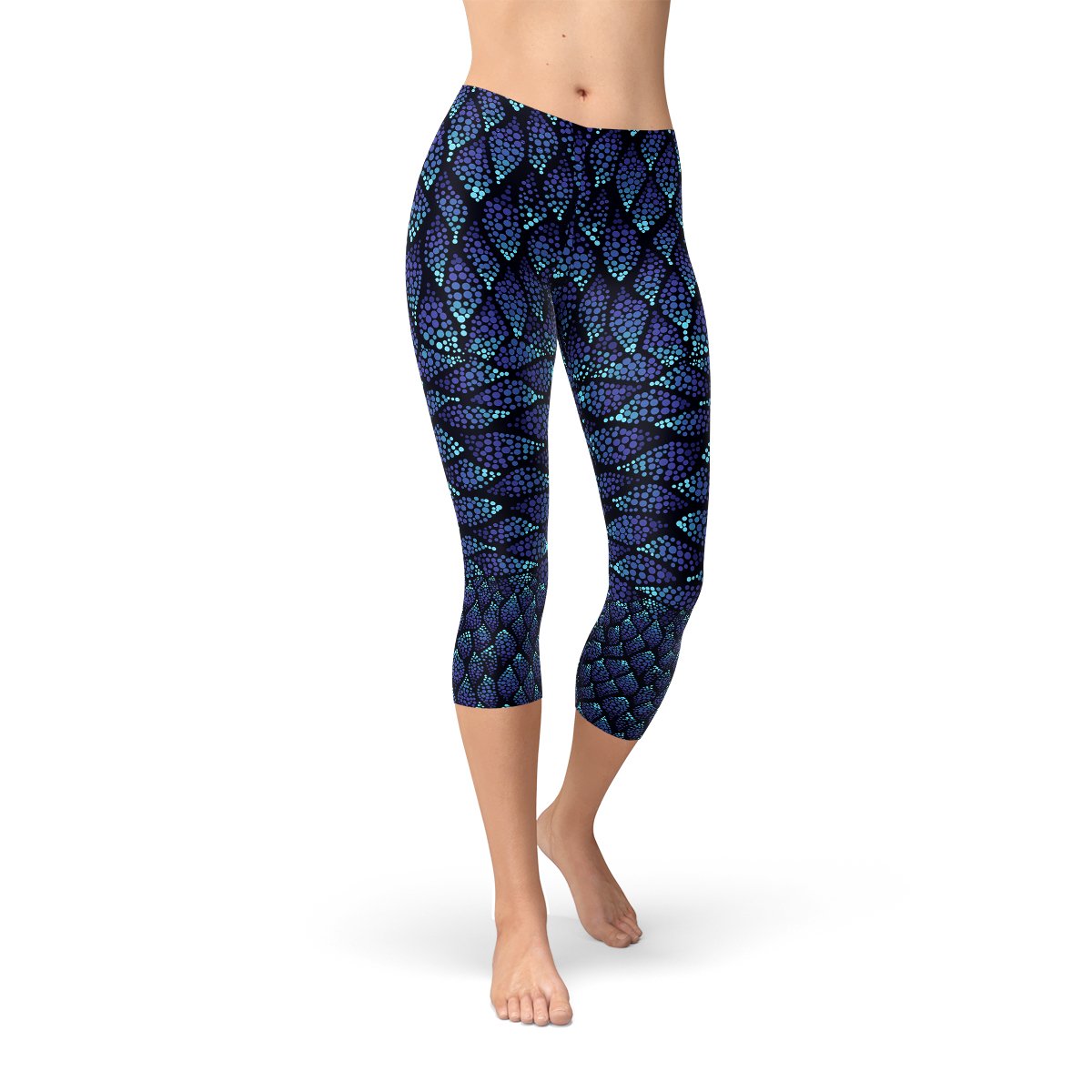 Womens Blue Mermaid Capri Leggings - Anna's Shop