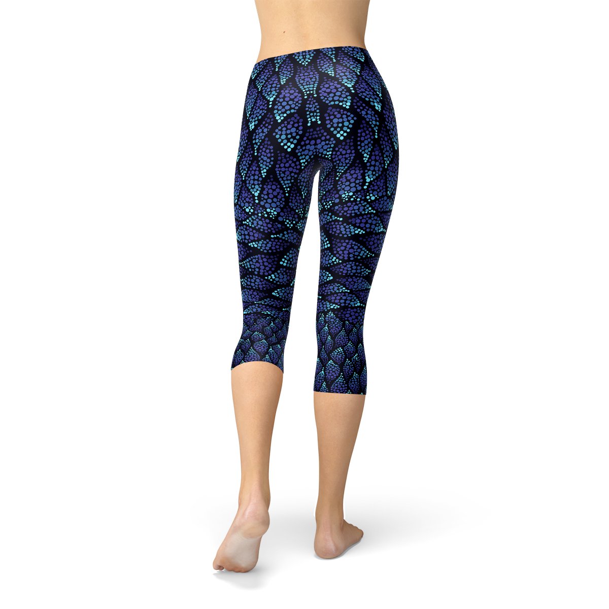 Womens Blue Mermaid Capri Leggings - Anna's Shop