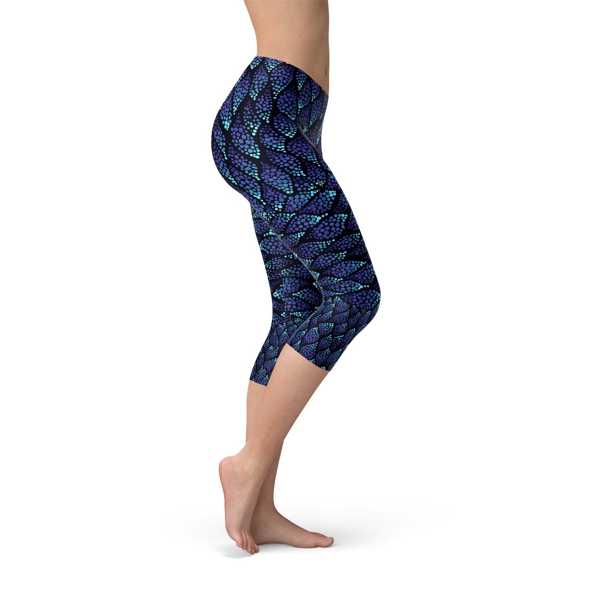 Womens Blue Mermaid Capri Leggings - Anna's Shop