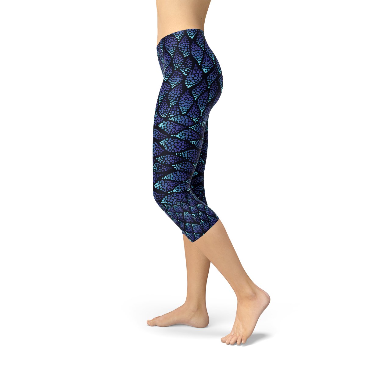 Womens Blue Mermaid Capri Leggings - Anna's Shop