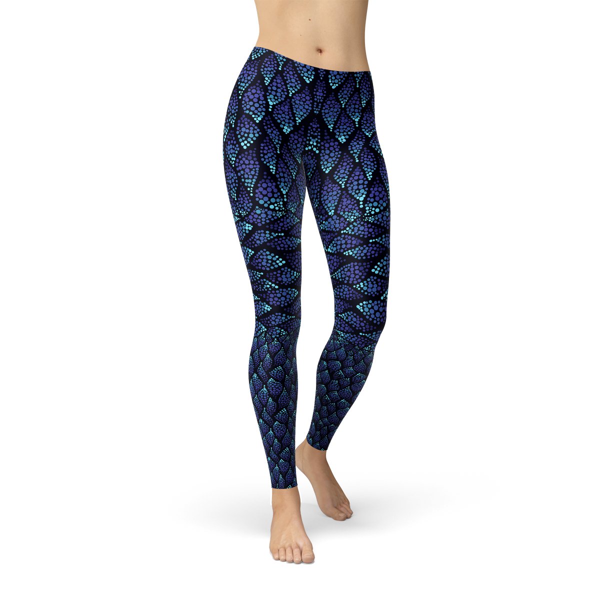 Womens Blue Mermaid Scale Leggings - Anna's Shop