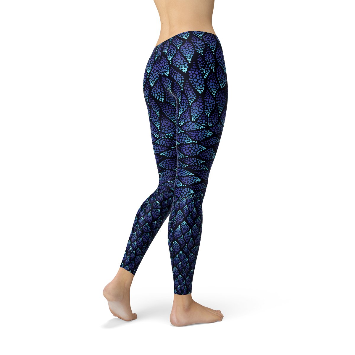 Womens Blue Mermaid Scale Leggings - Anna's Shop